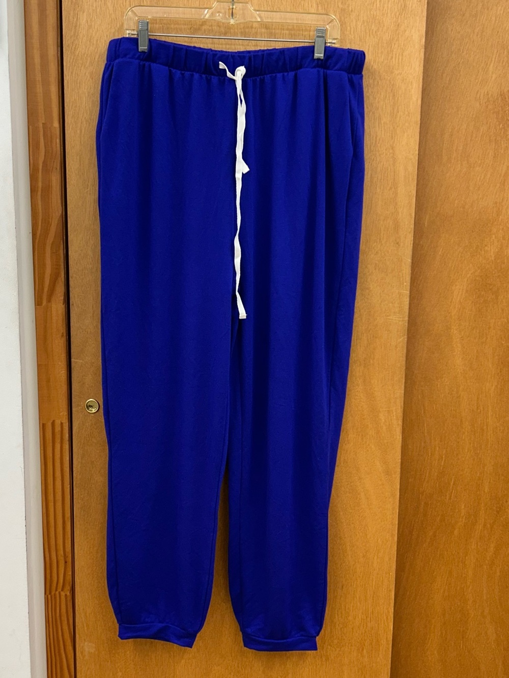 NWOT Zenana Outfitters Royal Blue Soft French Terry Drawstring Joggers Sz 1X